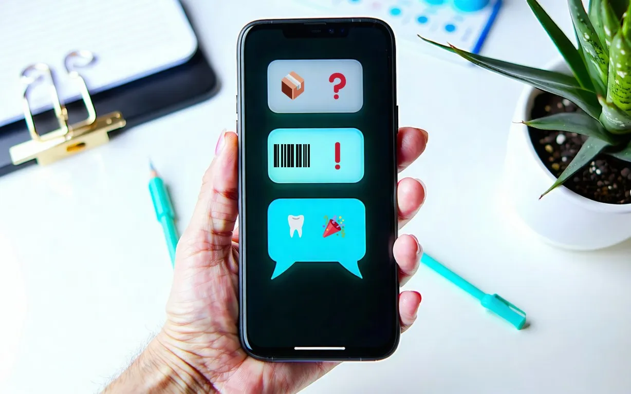 Smartphone con notifiche simboliche sullo stato delle lavorazioni